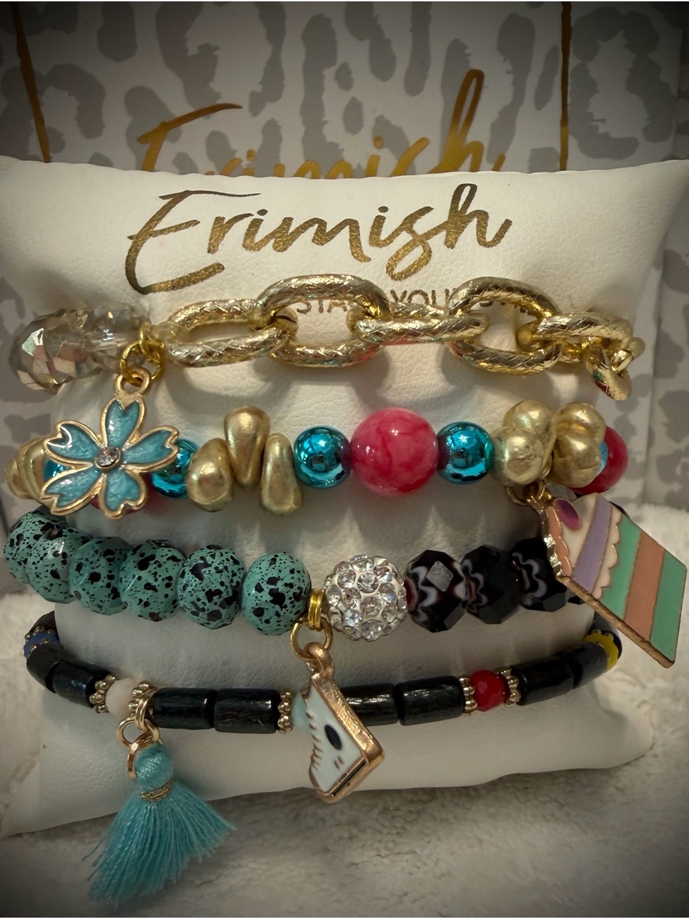 New ERIMISH Bracelets 4 pc - Teal & Pink - Custom Regular, Kids Or Extended Size